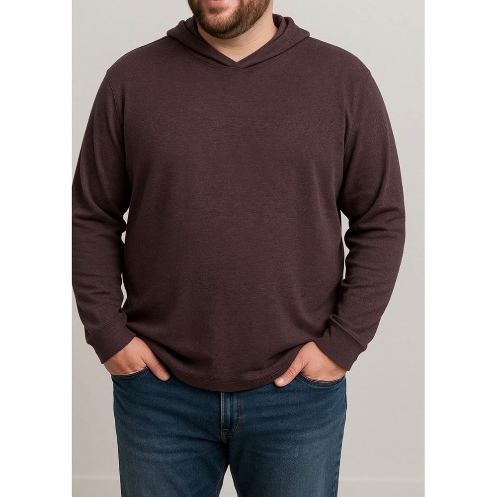 Vince Mens Dark Brown Striped Pullover Hoodie Sweater Long Sleeve Size L